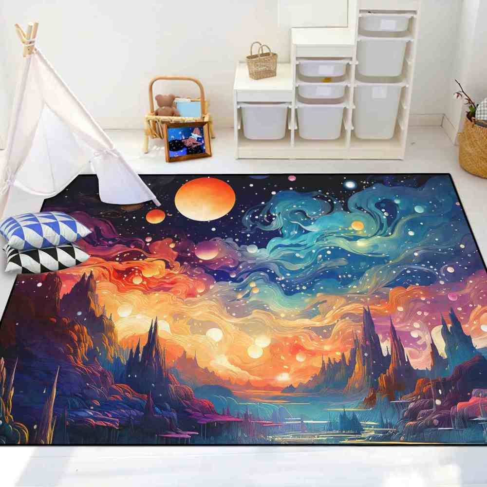 Nebula Dream Galaxy Area Rug Upgrade Ultra Non-Slip Backing | CozyLil