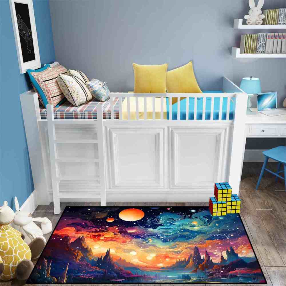 Nebula Dream Galaxy Area Rug Upgrade Ultra Non-Slip Backing | CozyLil