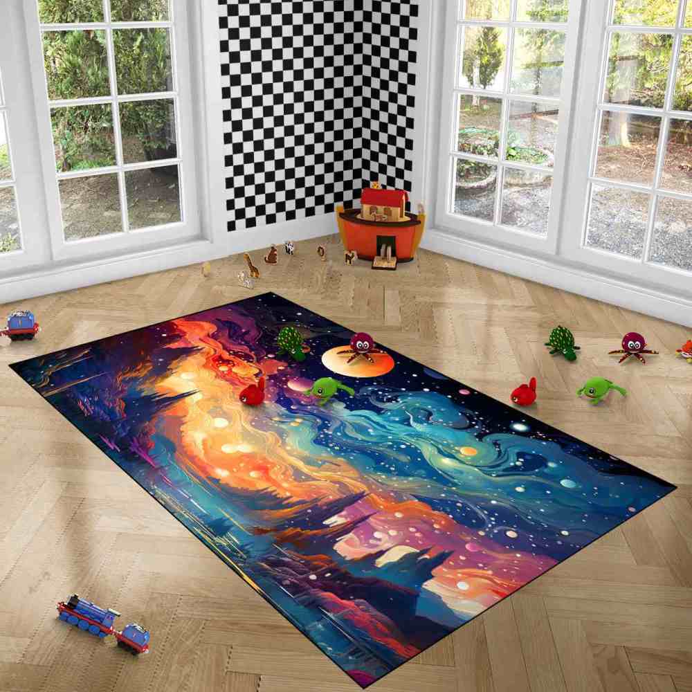 Nebula Dream Galaxy Area Rug Upgrade Ultra Non-Slip Backing | CozyLil