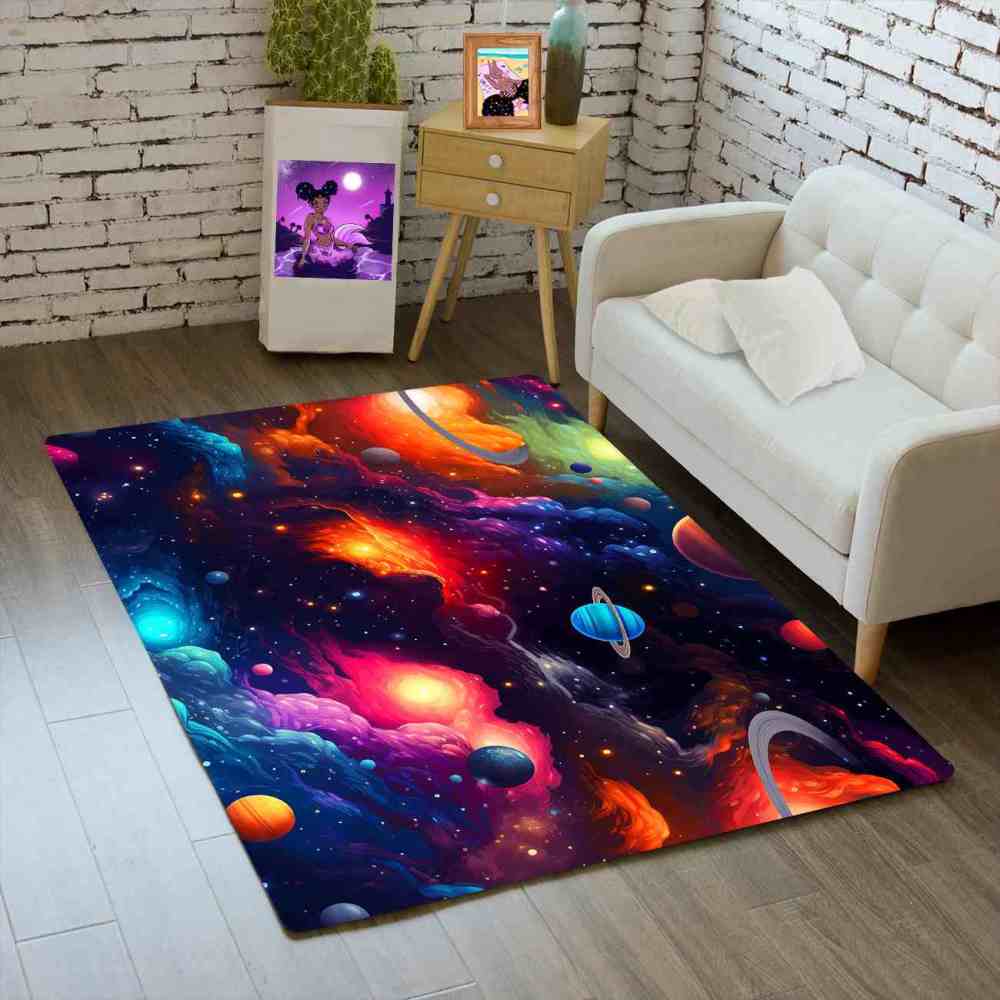 Deep Space Planets Rug Upgrade Ultra Non-Slip Backing | CozyLil