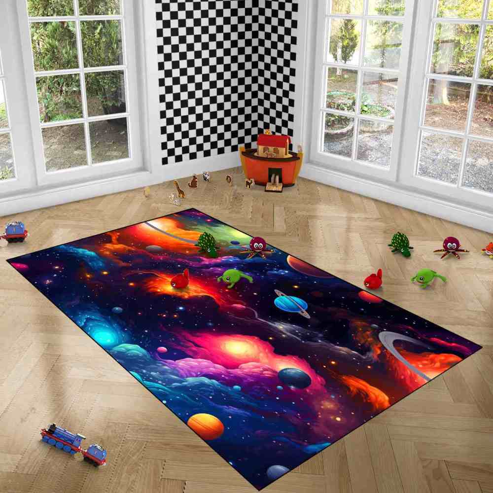 Deep Space Planets Rug Upgrade Ultra Non-Slip Backing | CozyLil