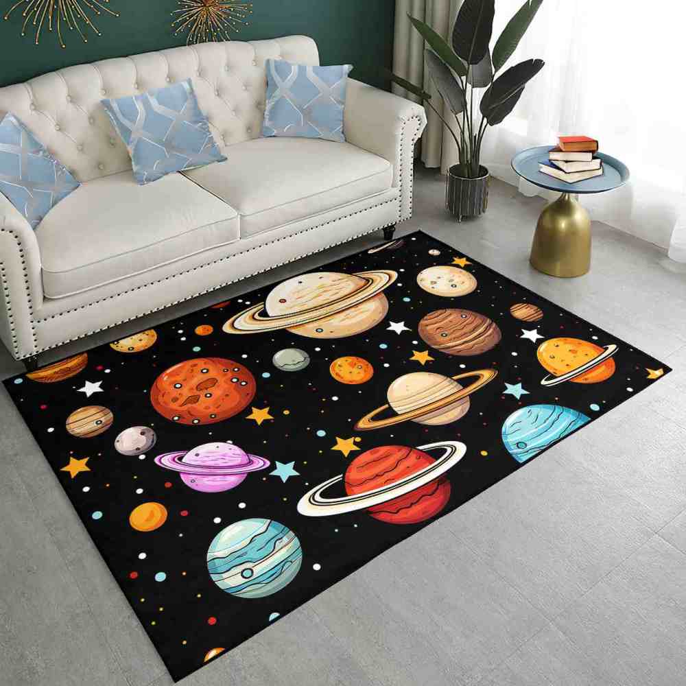 Kids Cartoon Planets Playroom Rug Upgrade Ultra Non-Slip | CozyLil