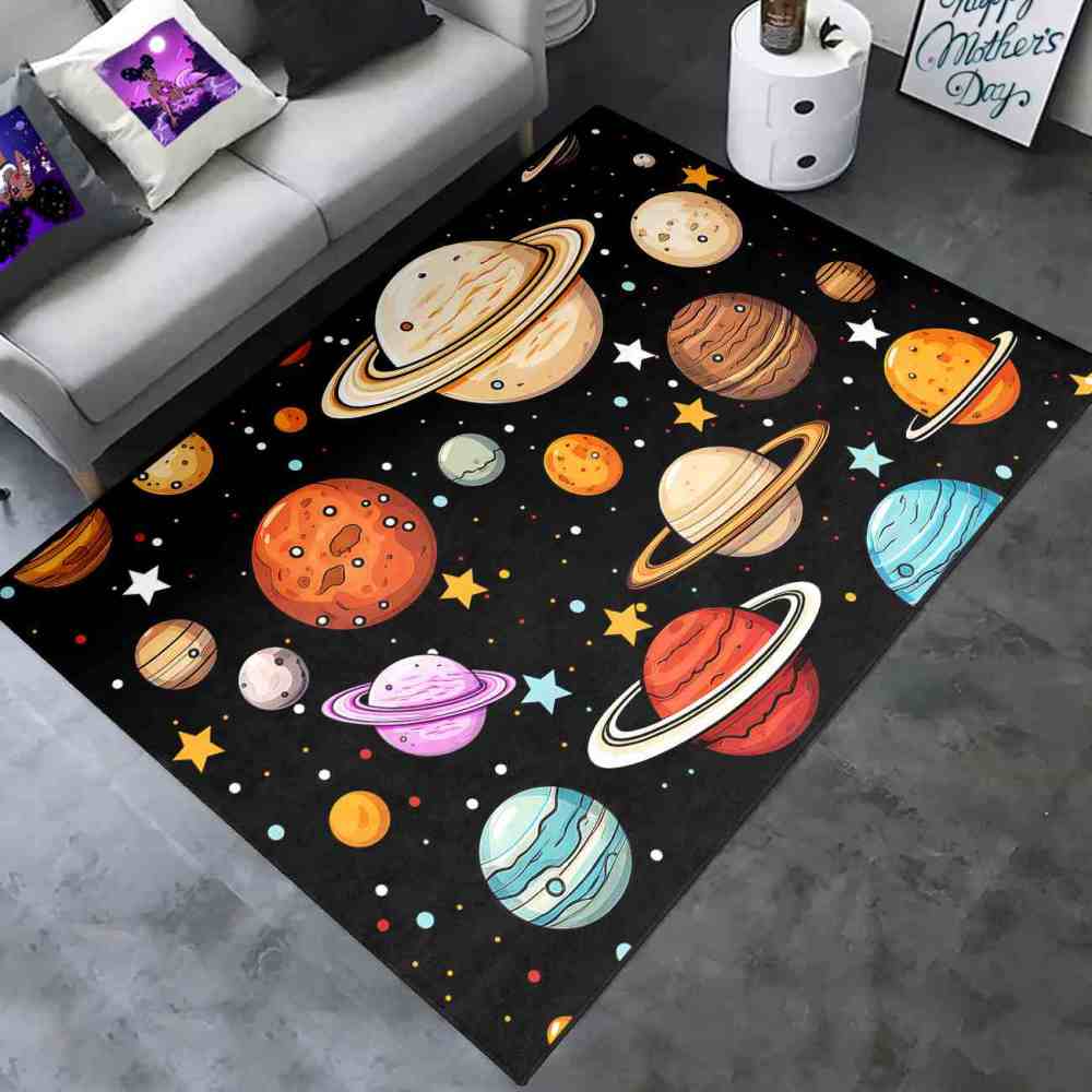 Kids Cartoon Planets Playroom Rug Upgrade Ultra Non-Slip | CozyLil