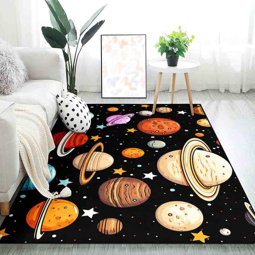 Kids Cartoon Planets Playroom Rug Upgrade Ultra Non-Slip | CozyLil