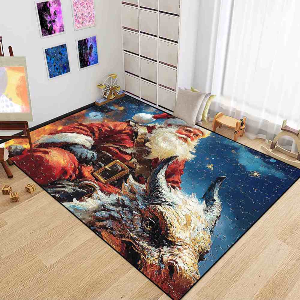 Fantasy Holiday Santa Riding Beast Boys Bedroom Area Rug | CozyLil