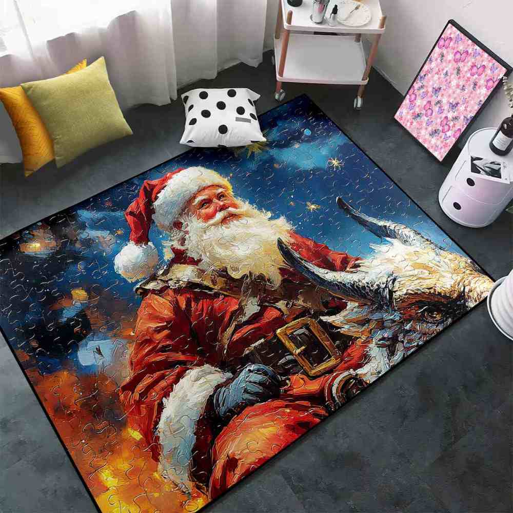 Fantasy Holiday Santa Riding Beast Boys Bedroom Area Rug | CozyLil