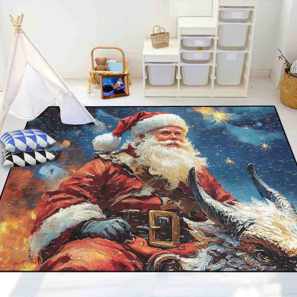 Fantasy Holiday Santa Riding Beast Boys Bedroom Area Rug | CozyLil