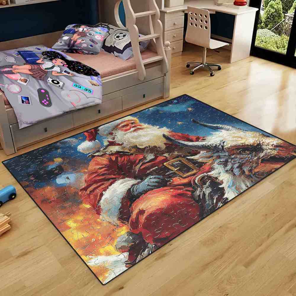 Fantasy Holiday Santa Riding Beast Boys Bedroom Area Rug | CozyLil