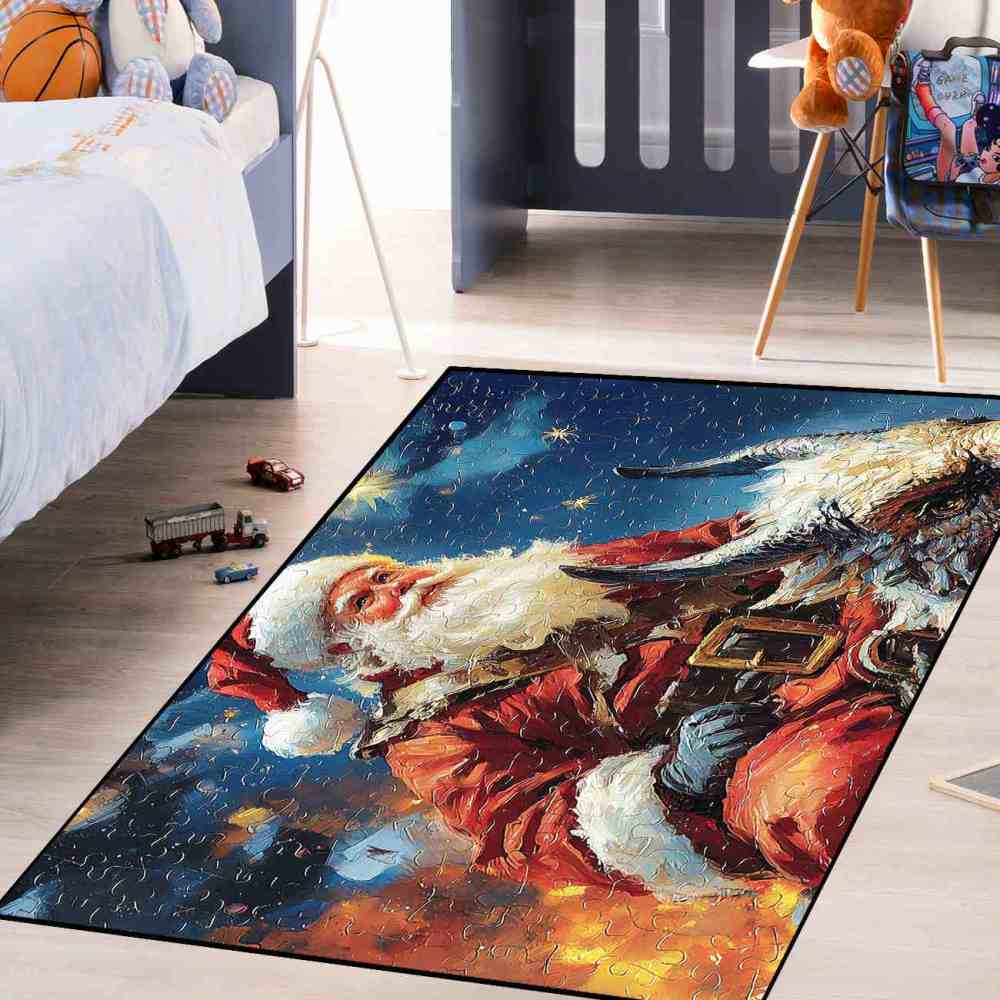 Fantasy Holiday Santa Riding Beast Boys Bedroom Area Rug | CozyLil