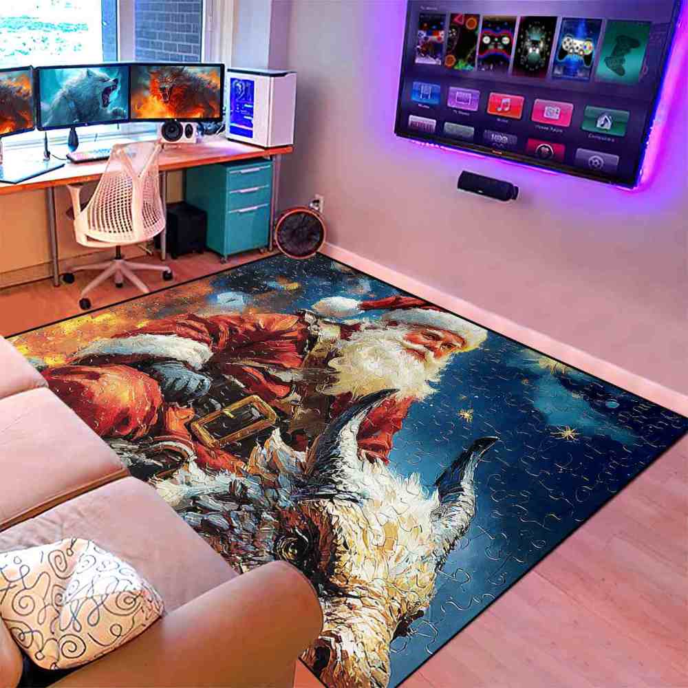 Fantasy Holiday Santa Riding Beast Boys Bedroom Area Rug | CozyLil