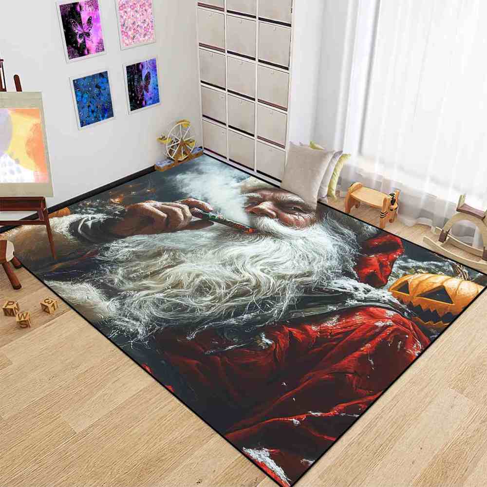 Edgy Holiday Santa Cigar Pumpkin Teen Boys Room Rug | CozyLil