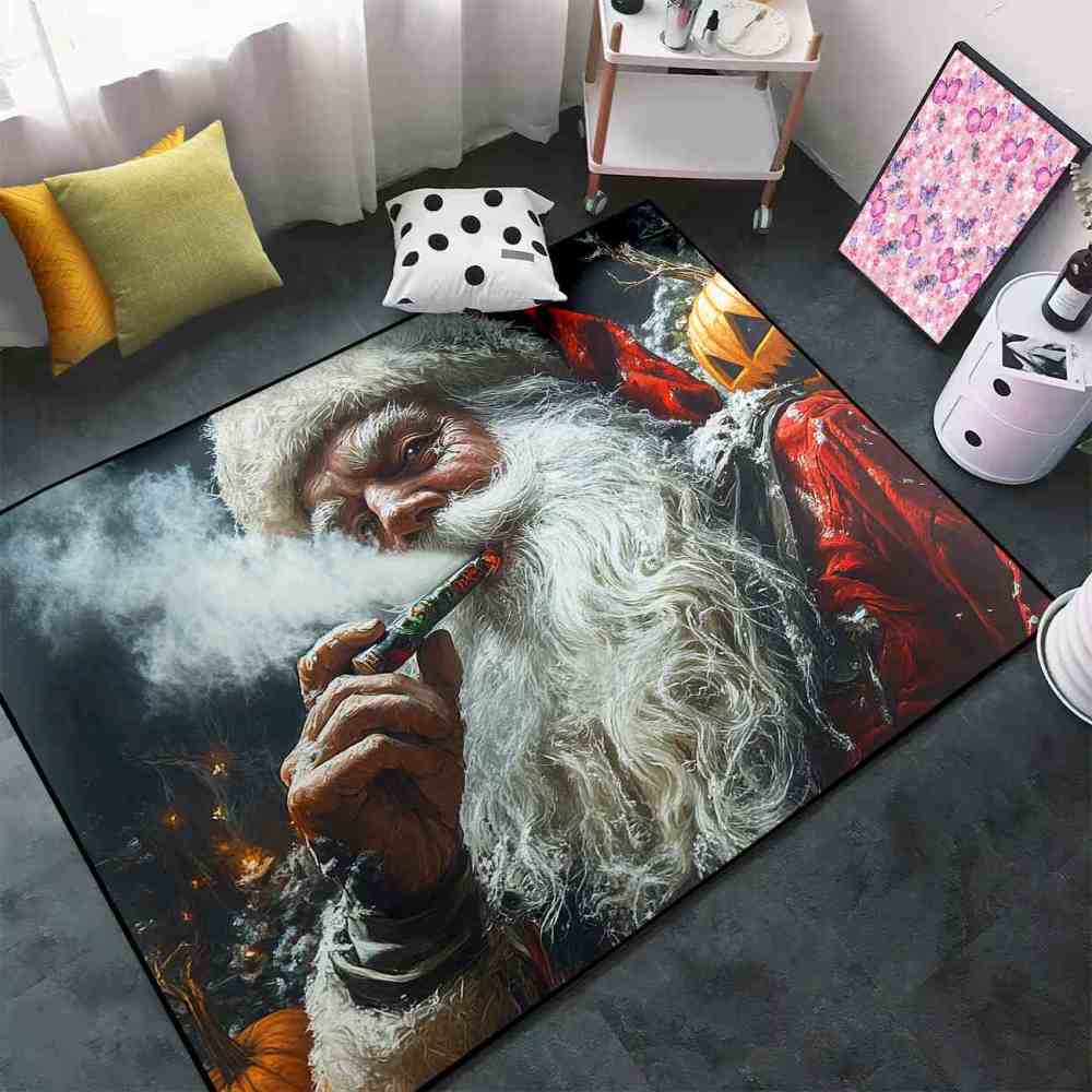 Edgy Holiday Santa Cigar Pumpkin Teen Boys Room Rug | CozyLil