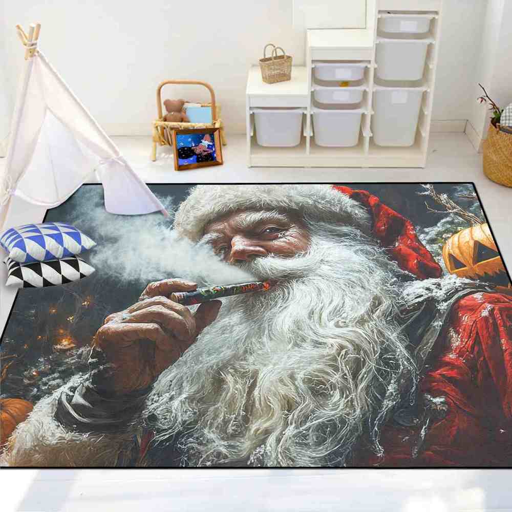 Edgy Holiday Santa Cigar Pumpkin Teen Boys Room Rug | CozyLil