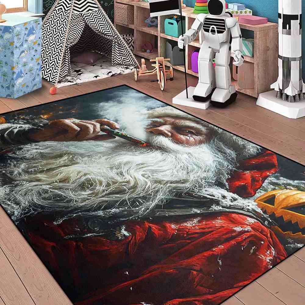 Edgy Holiday Santa Cigar Pumpkin Teen Boys Room Rug | CozyLil