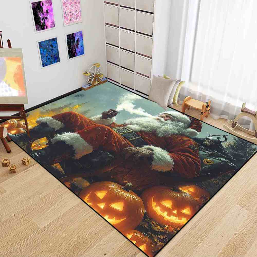 Gothic Holiday Skeleton Pumpkin Teen Gamer Room Rug | CozyLil