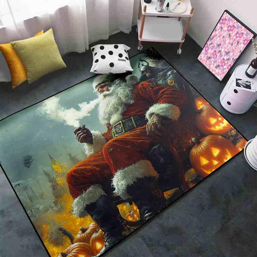Gothic Holiday Skeleton Pumpkin Teen Gamer Room Rug | CozyLil