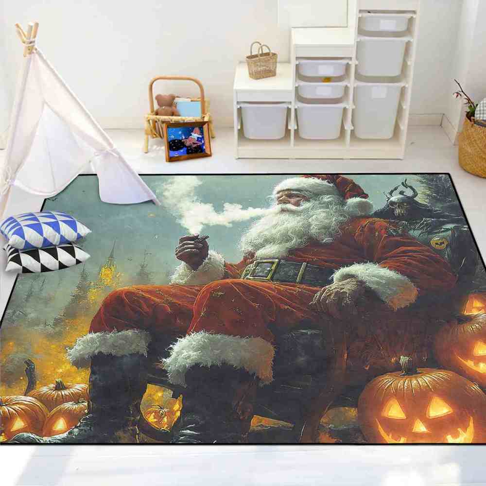 Gothic Holiday Skeleton Pumpkin Teen Gamer Room Rug | CozyLil