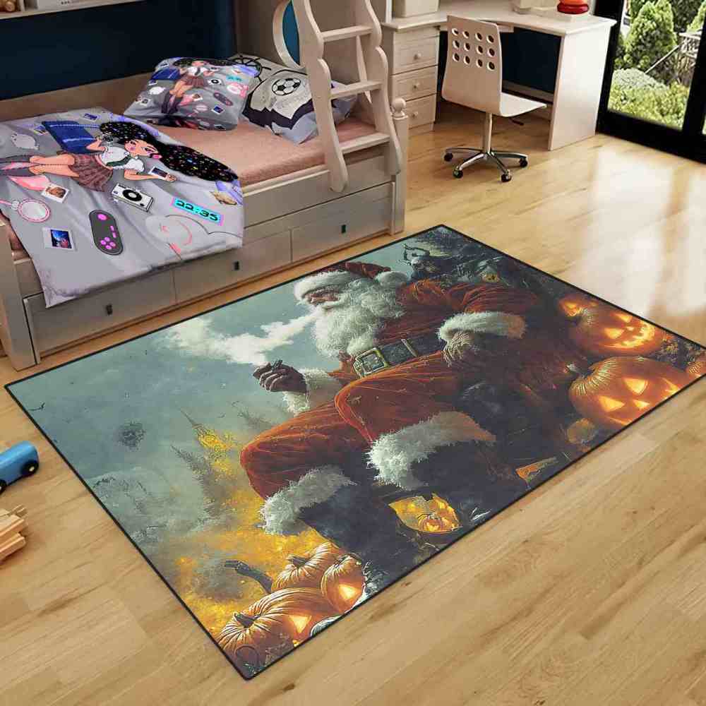 Gothic Holiday Skeleton Pumpkin Teen Gamer Room Rug | CozyLil