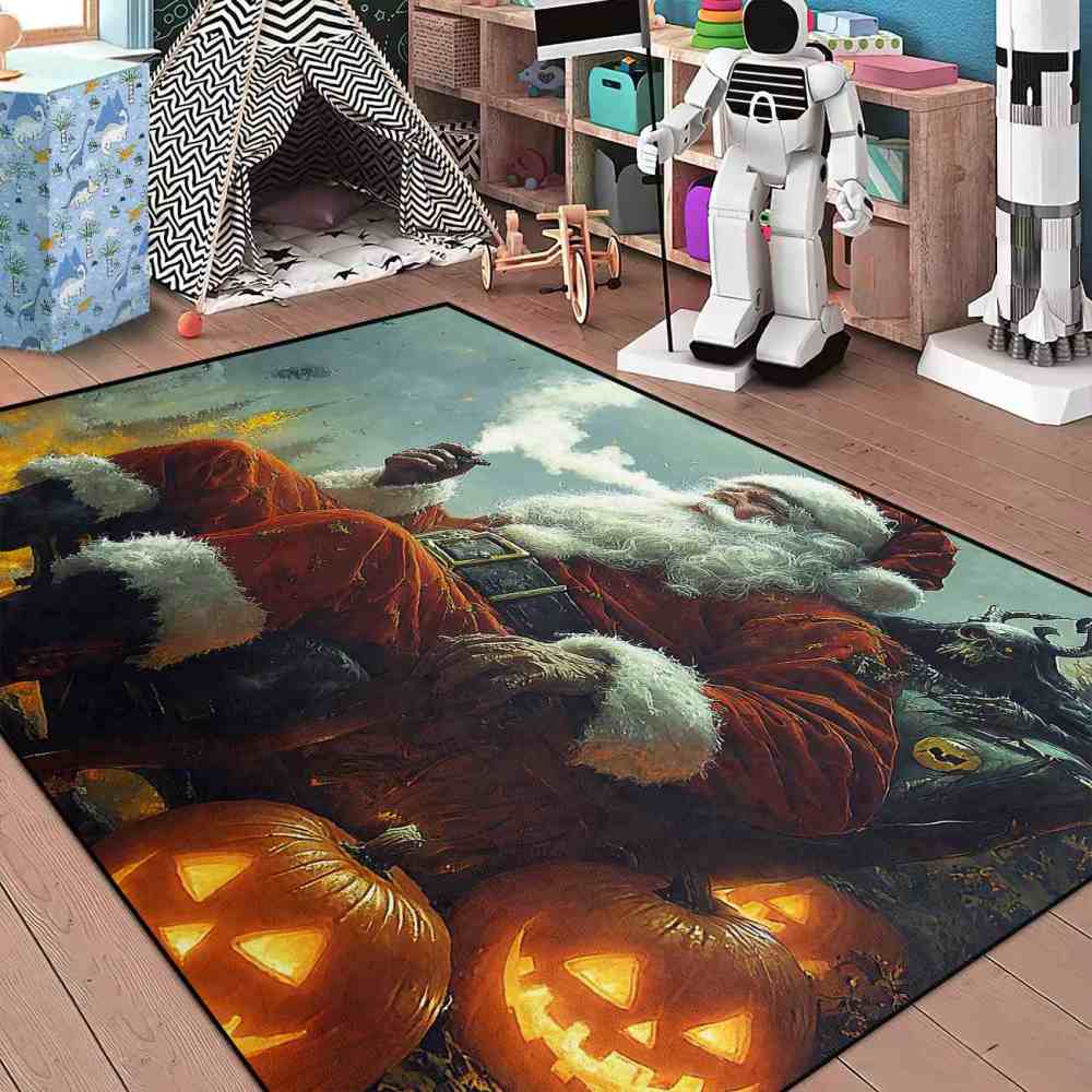 Gothic Holiday Skeleton Pumpkin Teen Gamer Room Rug | CozyLil
