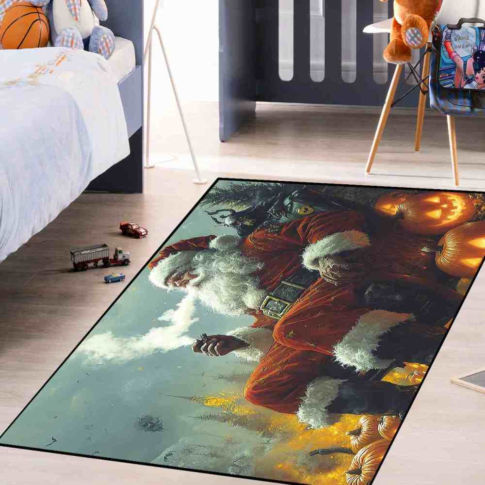 Gothic Holiday Skeleton Pumpkin Teen Gamer Room Rug | CozyLil