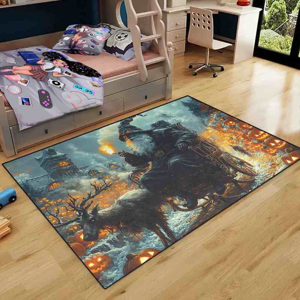 Dark Wizard Reindeer Carriage Teen Boys Bedroom Rug | CozyLil