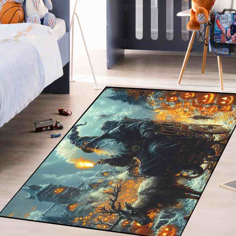 Dark Wizard Reindeer Carriage Teen Boys Bedroom Rug | CozyLil