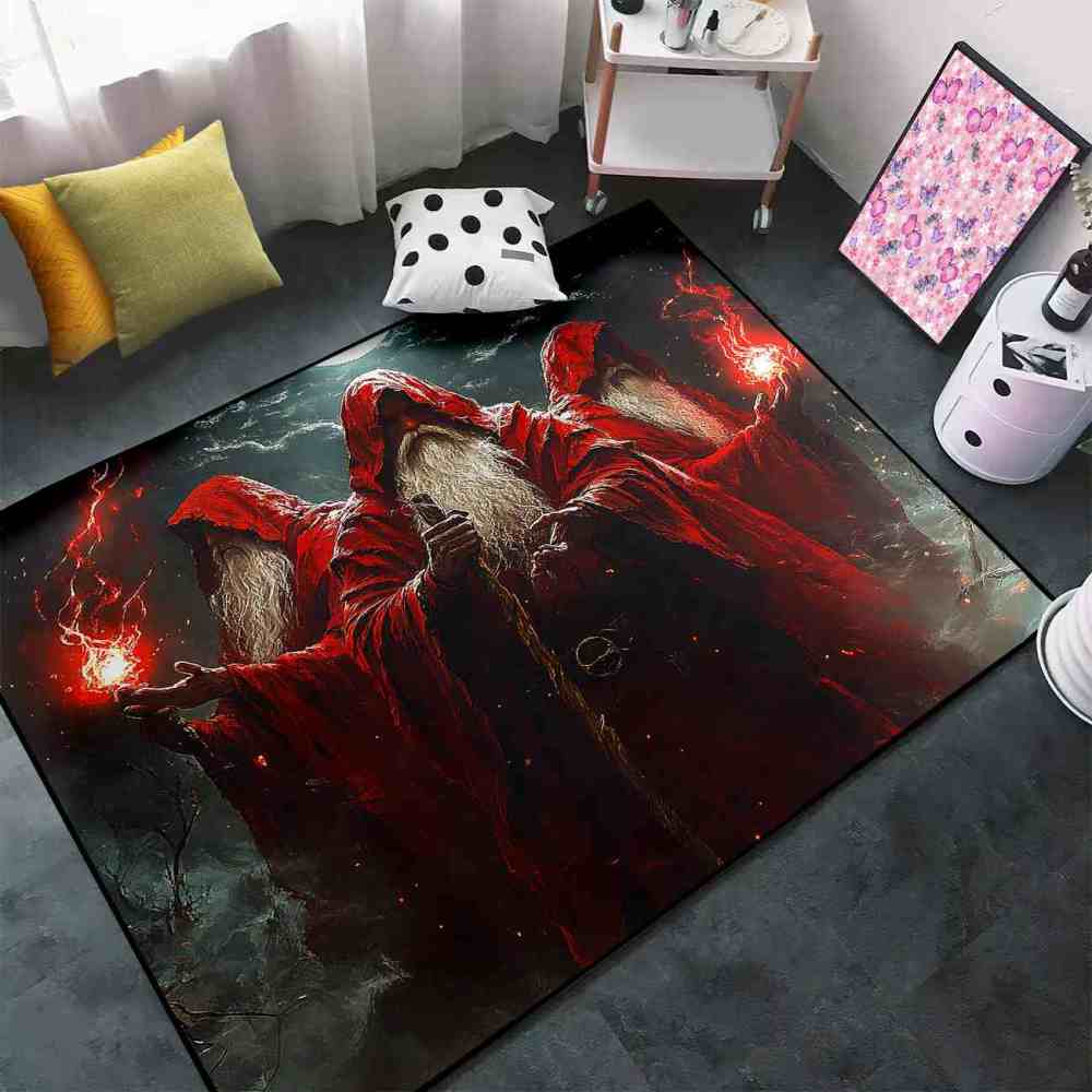 Red Robed Fantasy Wizards Magic Teen Boys Room Rug | CozyLil