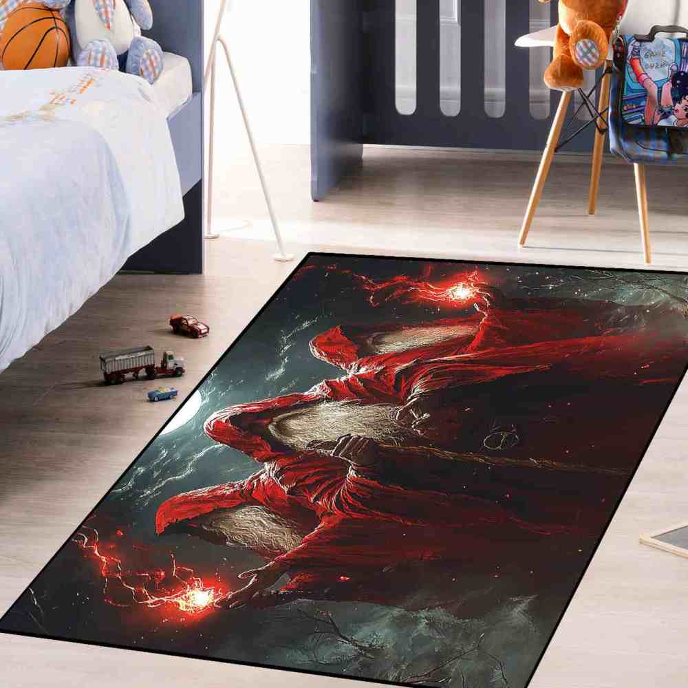 Red Robed Fantasy Wizards Magic Teen Boys Room Rug | CozyLil