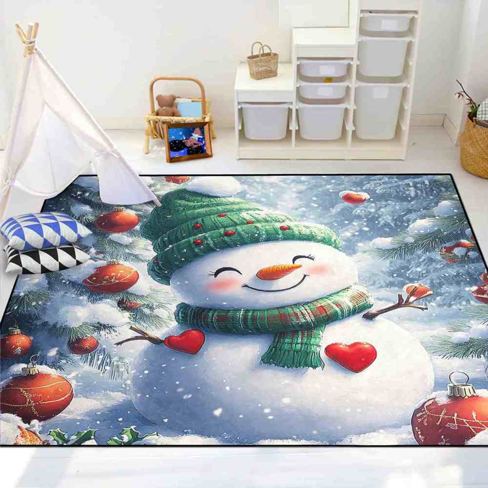 Festive Snowman Nursery Playroom Rug | CozyLil