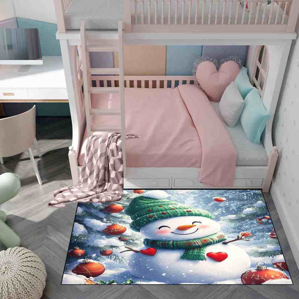 Festive Snowman Nursery Playroom Rug | CozyLil