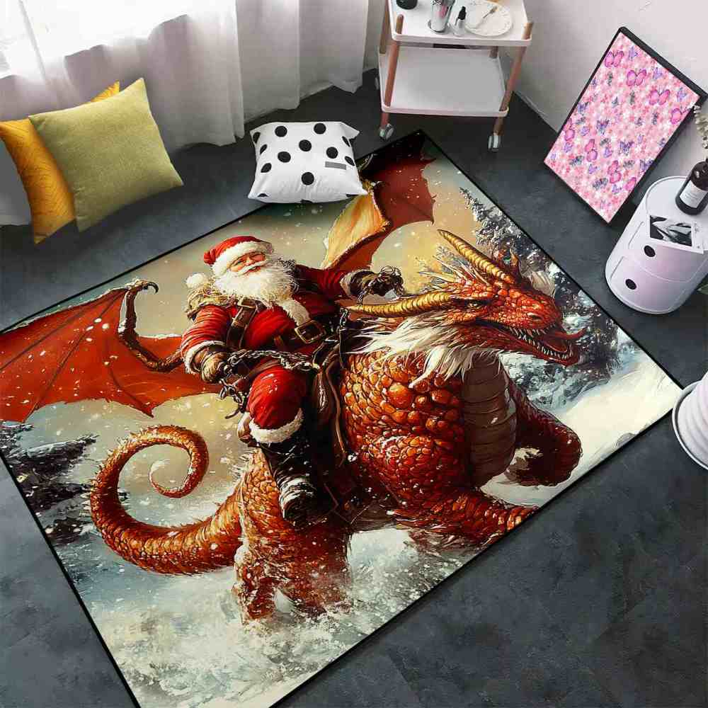 Epic Santa Riding Red Dragon Boys Bedroom Rug | CozyLil