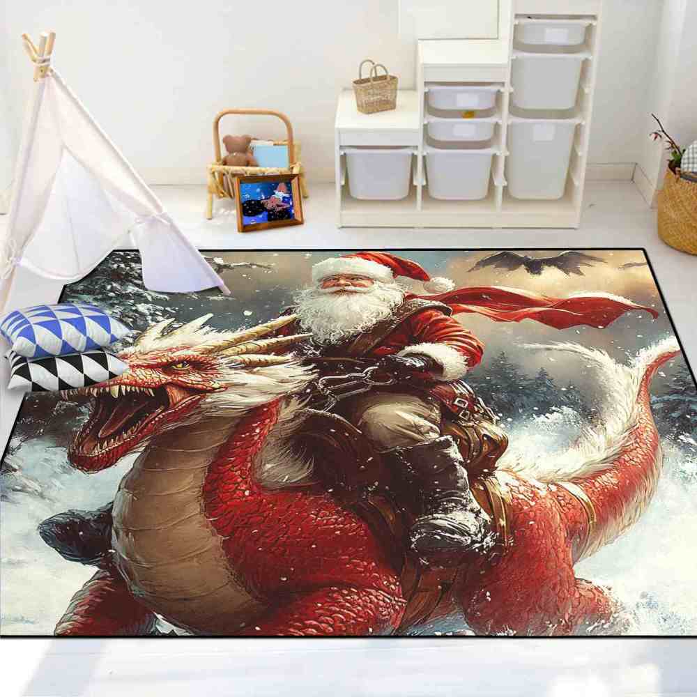 Roaring Dragon Santa Action Kids Carpet | CozyLil