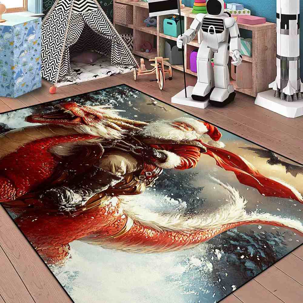Roaring Dragon Santa Action Kids Carpet | CozyLil