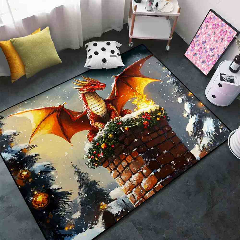 Festive Dragon Chimney Playroom Area Rug | CozyLil