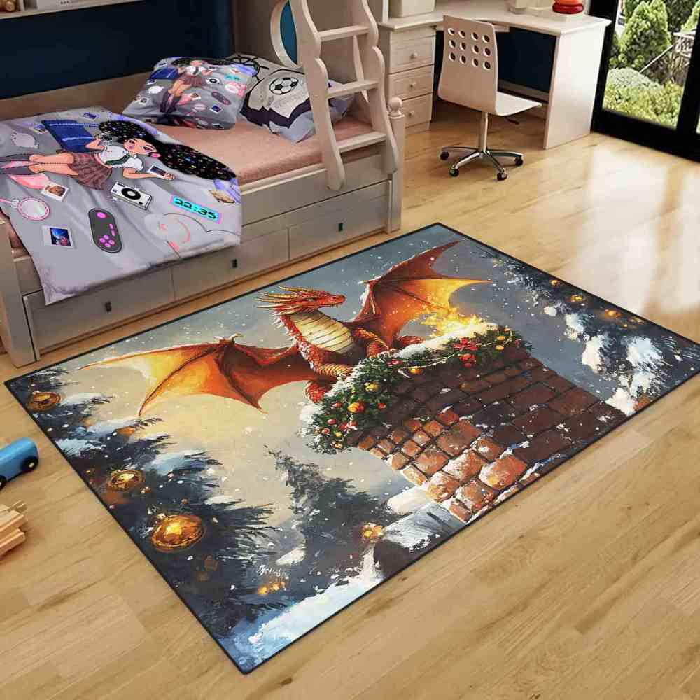 Festive Dragon Chimney Playroom Area Rug | CozyLil