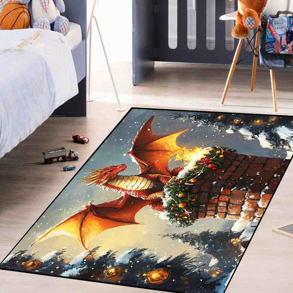 Festive Dragon Chimney Playroom Area Rug | CozyLil