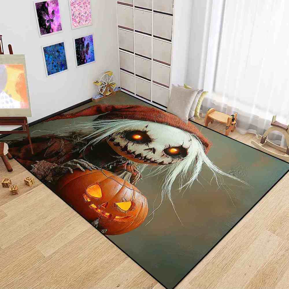 Spooky Pumpkin Doll Teen Gamer Room Rug | CozyLil