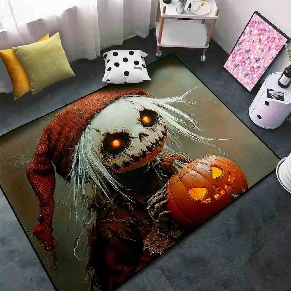 Spooky Pumpkin Doll Teen Gamer Room Rug | CozyLil