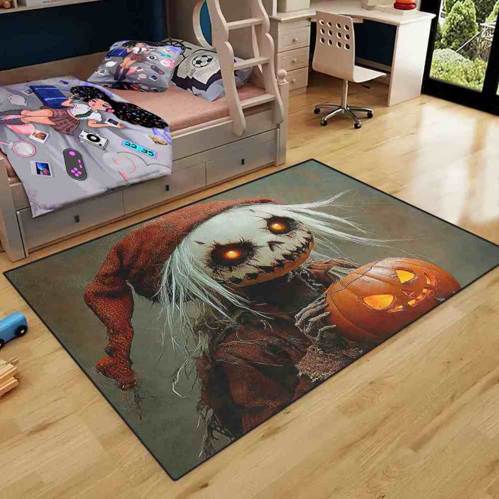 Spooky Pumpkin Doll Teen Gamer Room Rug | CozyLil