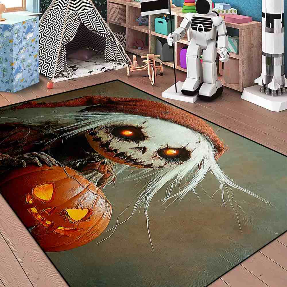 Spooky Pumpkin Doll Teen Gamer Room Rug | CozyLil