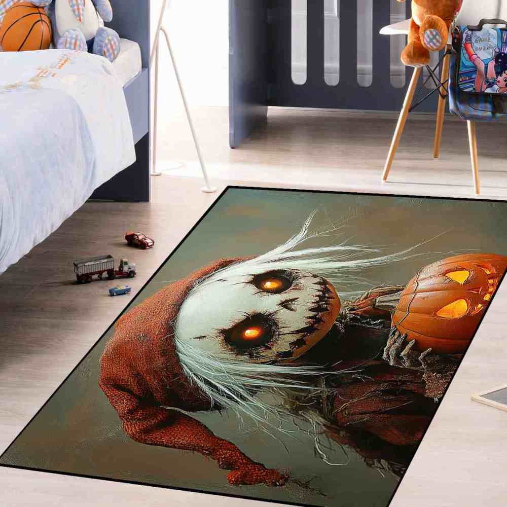 Spooky Pumpkin Doll Teen Gamer Room Rug | CozyLil