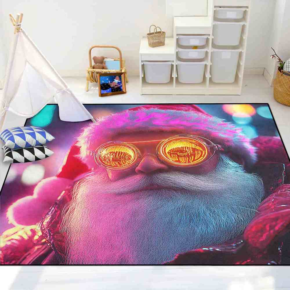 Retro Cyberpunk Santa Teen Gamer Rug | CozyLil