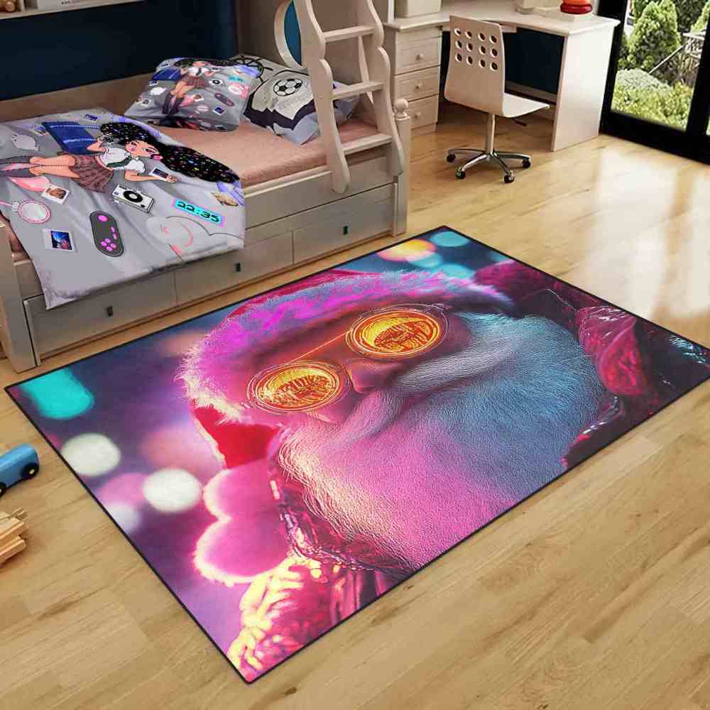 Retro Cyberpunk Santa Teen Gamer Rug | CozyLil