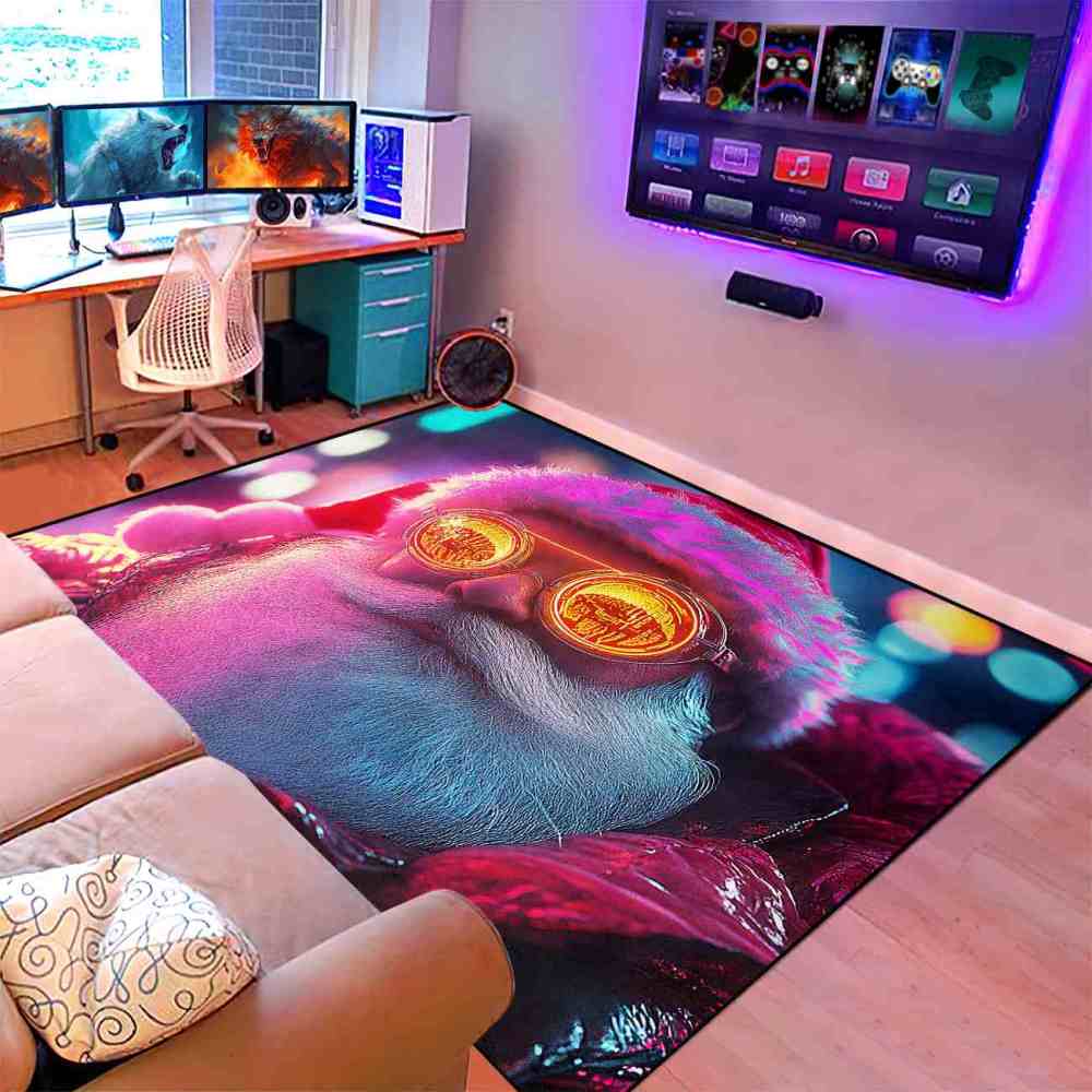 Retro Cyberpunk Santa Teen Gamer Rug | CozyLil