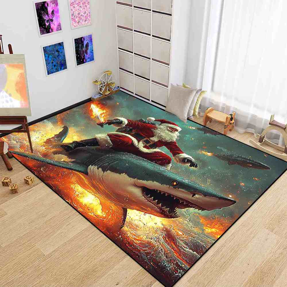 Epic Santa Riding Shark Boys Area Rug | CozyLil