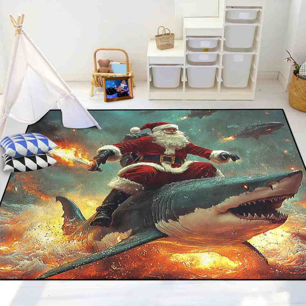 Epic Santa Riding Shark Boys Area Rug | CozyLil