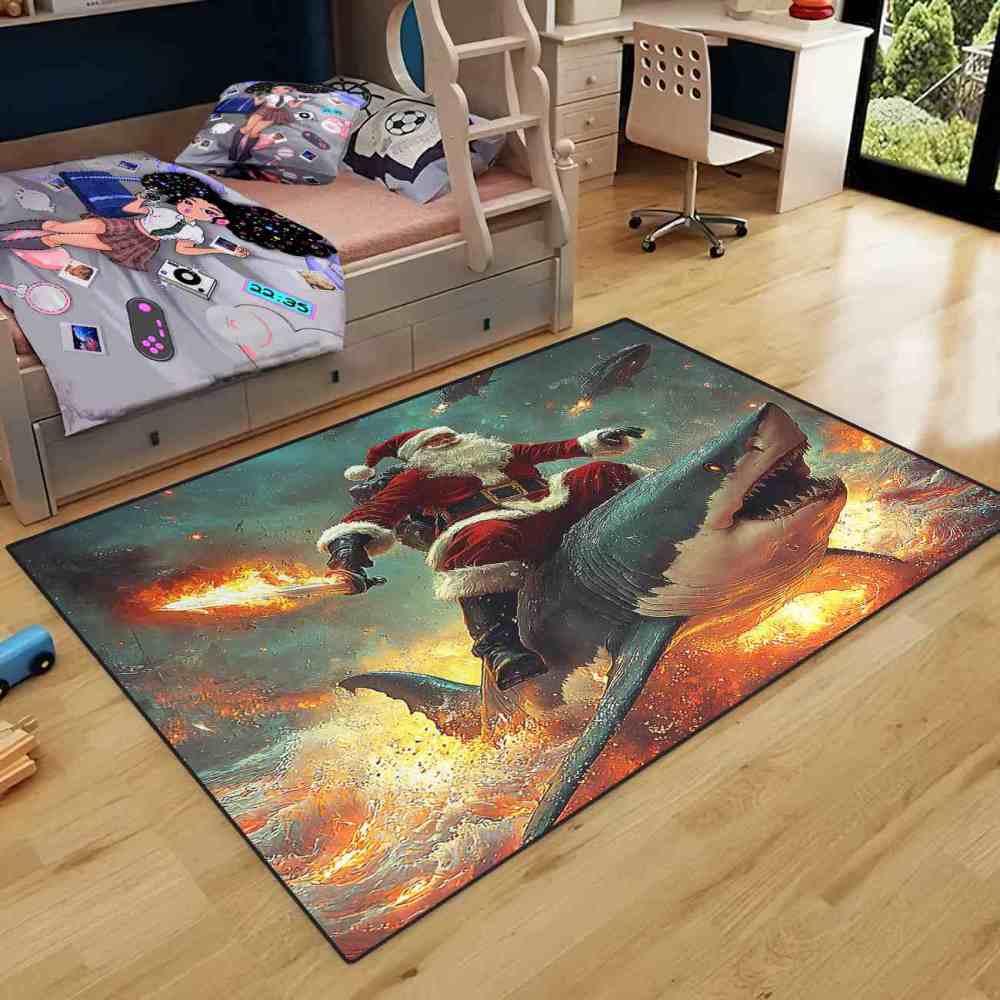 Epic Santa Riding Shark Boys Area Rug | CozyLil