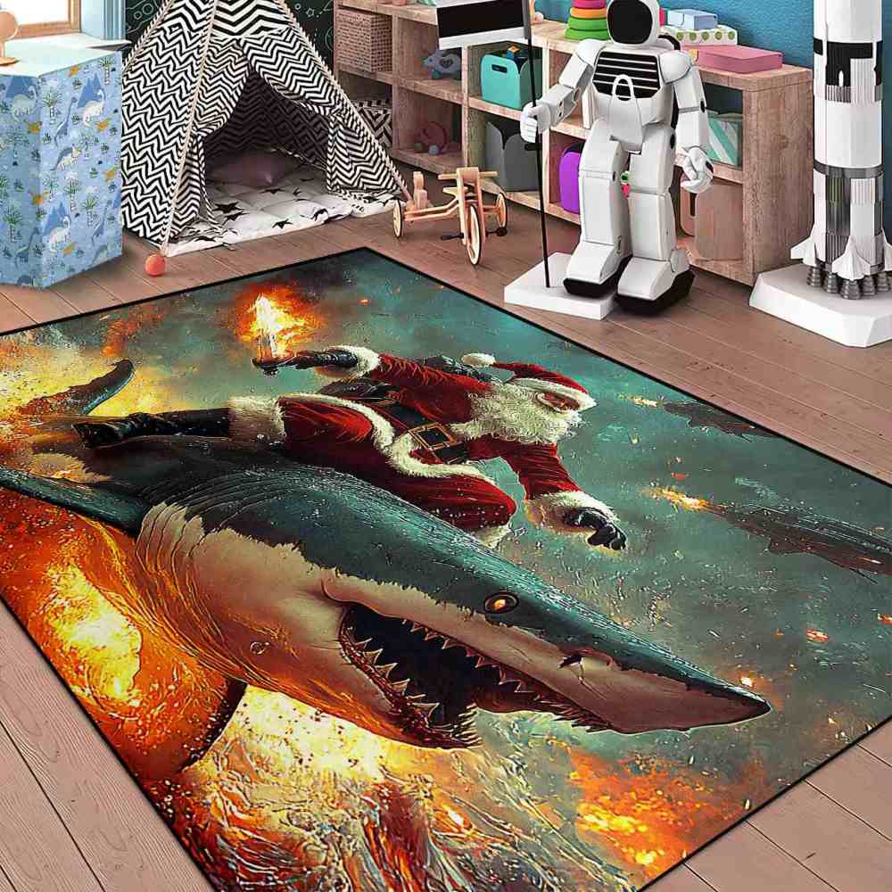 Epic Santa Riding Shark Boys Area Rug | CozyLil
