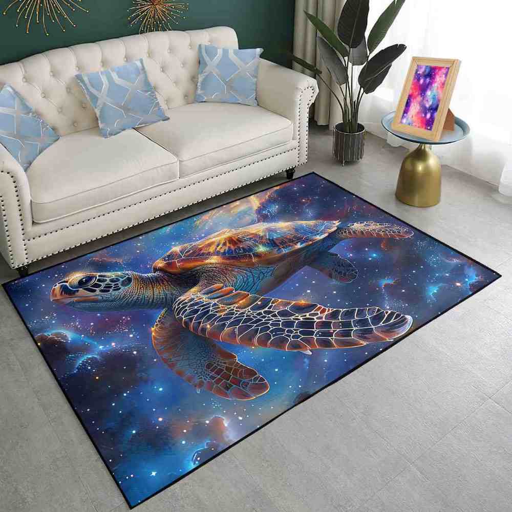 Galactic Sea Turtle Gamer Rug Upgrade Ultra Non-Slip Backing | CozyLil