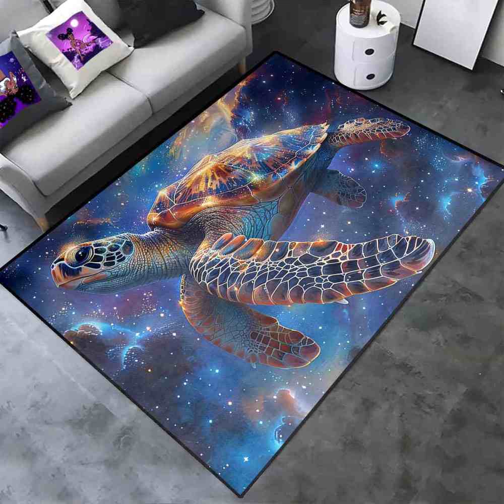 Galactic Sea Turtle Gamer Rug Upgrade Ultra Non-Slip Backing | CozyLil